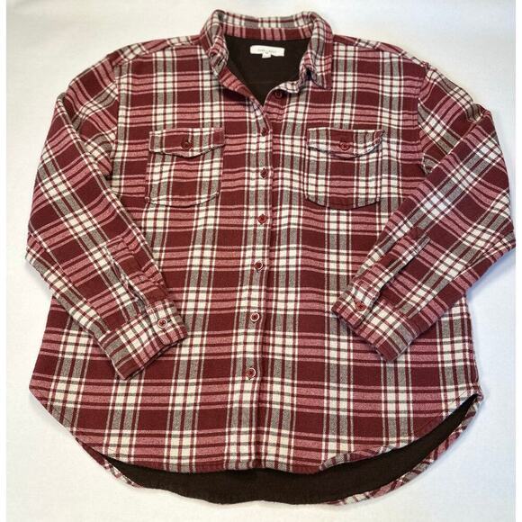 Cleo and Wolf Women's Size M Shacket Plaid Red 100% Cotton - Picture 12 of 14